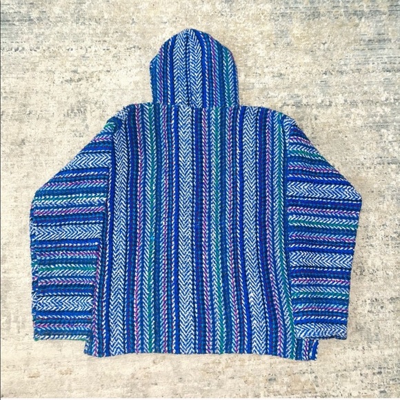 BAJA JOE Mexican Woven Knit Pullover Hoodie - Picture 2 of 4